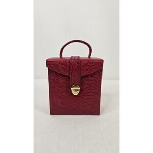 Red Snake Embossed Faux Leather Foldout Travel Jewelry Box Mini Purse